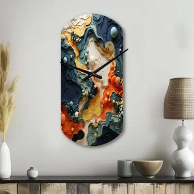 Design Art Bio Morphism Organic Forms Ii - Cylinder Biomorphism Metal Clock, No Wall Clock Print In Multi-color;multicolore;multi-colour