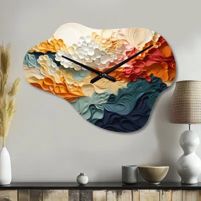 Design Art Bio Morphism Organic Forms Vi - Biomorphism Cloud Metal Wall Clock, Modern Asymmetrical Wall Clock P In Multi-color