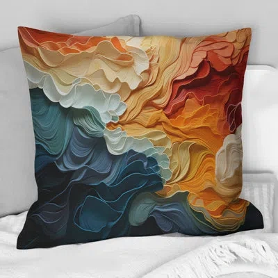 Design Art Biomorphism Forms V - Modern Printed Throw Pillow In Blue;orange