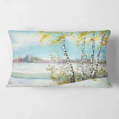 Design Art Birches In Snowy Field Rectangular Pillow Cover & Insert