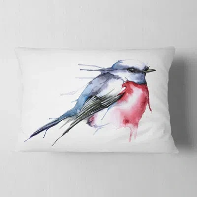 Design Art Bird In Blue And Red - Animal Printed Throw Pillow