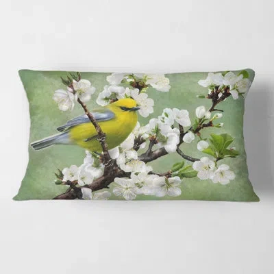 Design Art Bird On A Branch Of Cherry Rectangular Pillow Cover & Insert