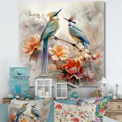 Design Art Birds Of Paradise Charm In Winter  - Animals Canvas Print In Wrapped Canvas