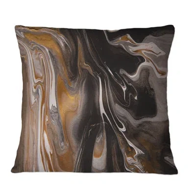 Design Art Black And Brown Marble Universe - Modern Printed Throw Pillow In Black;brown