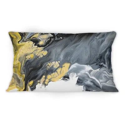Design Art Black And Gold Creative Abstract - Modern Printed Throw Pillow 1