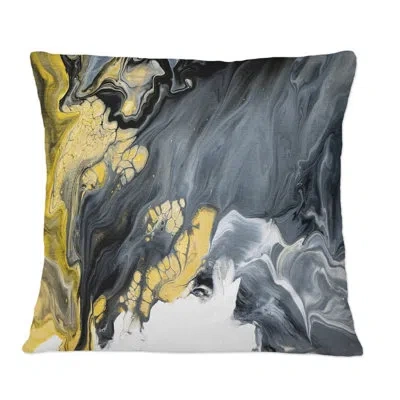 Design Art Black And Gold Creative Abstract - Modern Printed Throw Pillow In Black;gold