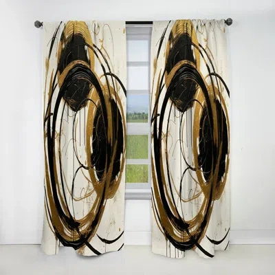Design Art Black And Gold The Art Of Chaos Ii - Abstract Painting Blackout Abstract Curtain - 1 Panel In Black;gold