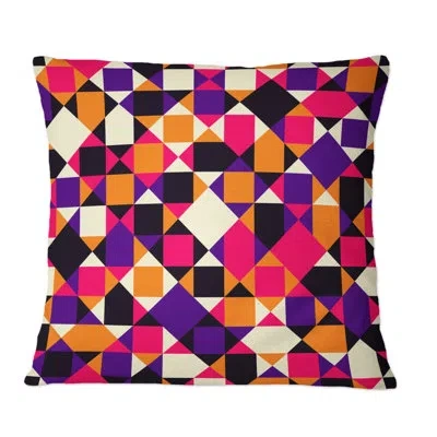 Design Art Black And Red And Purple Geometrics - Patterned Printed Throw Pillow In Blue;red;blue;red