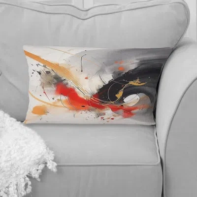 Design Art Black And Red Strokes - Fractals Printed Throw Pillow In Black;red