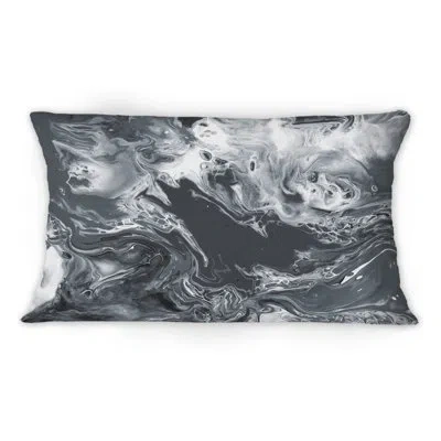 Design Art Black And White Creative Liquid Art -1 Modern Printed Throw Pillow