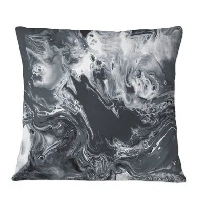 Design Art Black And White Creative Liquid Art - Modern Printed Throw Pillow In Black;white;black;white