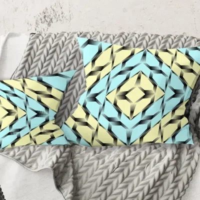 Design Art Black And White Fashion Ornament - Mid-century Modernprinted Throw Pillow In Yellow