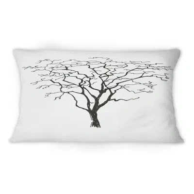 Design Art Black And White Graphics Trees -1 Traditional Printed Throw Pillow