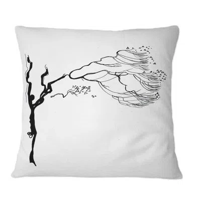 Design Art Black And White Graphics Trees I - Traditional Printed Throw Pillow In Black;white