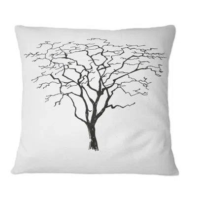 Design Art Black And White Graphics Trees - Traditional Printed Throw Pillow In Black;white