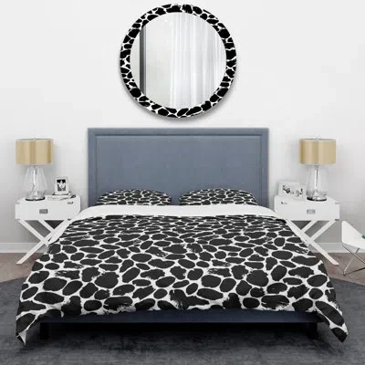Design Art Black And White Leopard Pattern I - Animals Duvet Cover Set - Microfiber Polyester In Black;white