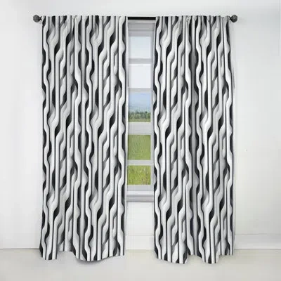 Design Art Black And White Optical Illusion Striped Pattern - Stripped Blackout Curtain - 1 Panels In Black;white