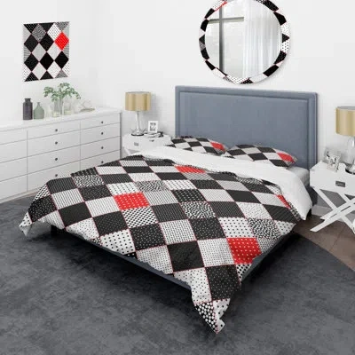 Design Art Black And White Patchwork - Abstract Duvet Cover Set - Microfiber Polyester In Black;white