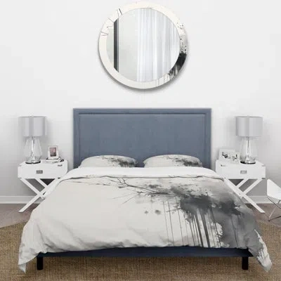 Design Art Black And White Pure Serenity I - Abstract Minimalism Duvet Cover Set In Black;gray