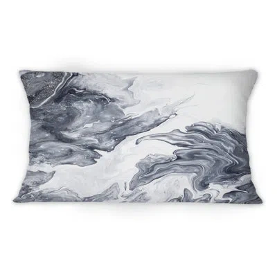 Design Art Black And White Silver Creative Abstract - Modern Printed Throw Pillow 1