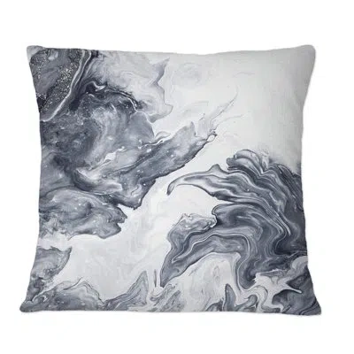 Design Art Black And White Silver Creative Abstract - Modern Printed Throw Pillow