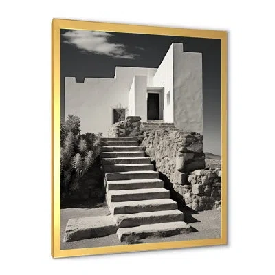 Design Art Black And White Towers Photo Ii - Towers Canvas Wall Art In Gold Single Picture Framed