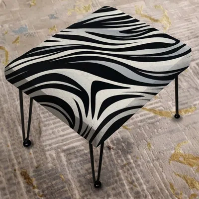 Design Art Black And White Zebra Stripes - Striped Rectangle Ottoman In Black;white