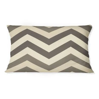 Design Art Black Beige Midcentury Chevron Iii - Midcentury Lumbar Pillow In Black;beige