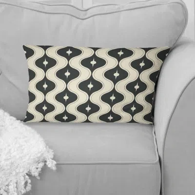 Design Art Black Beige Quatrefoil Elegance I - Midcentury Lumbar Pillow In Black;beige