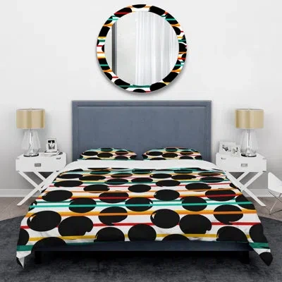 Design Art Black Circle Dots - Abstract Duvet Cover Set - Microfiber Polyester