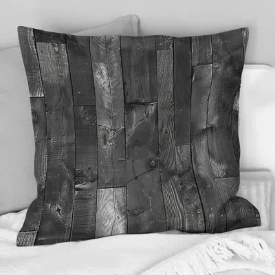 Design Art Black Country Barn Wood - Country Pillow