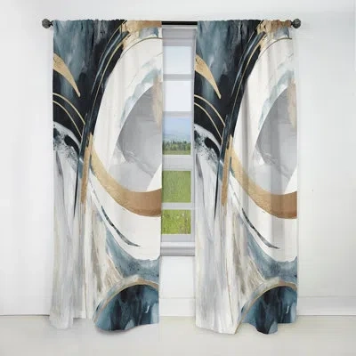 Design Art Black Gold Fusion Of Marble Ii - Abstract Marble Curtain - Blackout Marble Curtain - 1 Panels In Black;gold