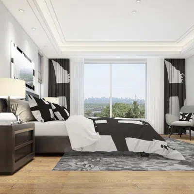 Design Art Black Microfiber Modern & Contemporary Duvet Cover Set