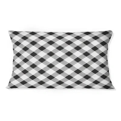 Design Art Black Modern Houndstooth I - Modern Lumbar Pillow In Black;white