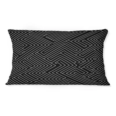 Design Art Black Modern Maze I - Modern Lumbar Pillow In Black;gray