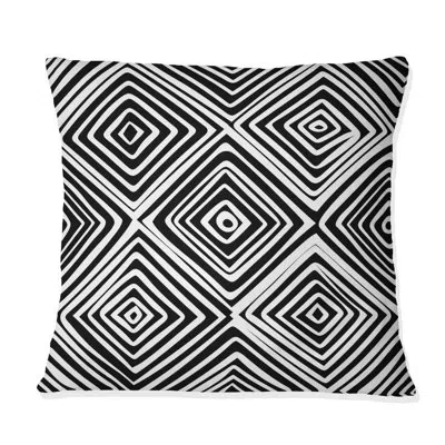 Design Art Black Modern Maze Ii - Modern Throw Pillow In Black;white