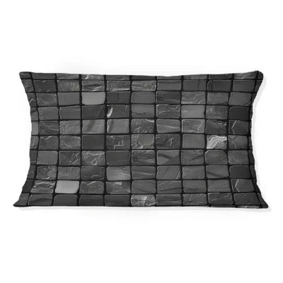 Design Art Black  Modern Mosaic Tiles Ii - Modern Lumbar Pillow