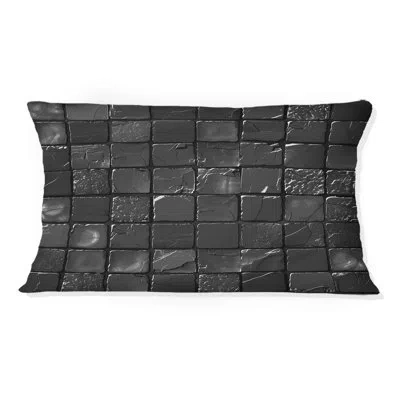 Design Art Black  Modern Mosaic Tiles Vi - Modern Lumbar Pillow