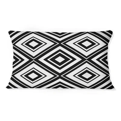 Design Art Black Modern Trellis Ii - Modern Lumbar Pillow In Black;white