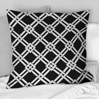 Design Art Black Modern Trellis Iv - Modern Throw Pillow In Black;white
