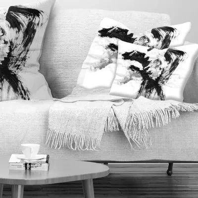 Design Art Black Paint Stain - Abstract Printed Pillow