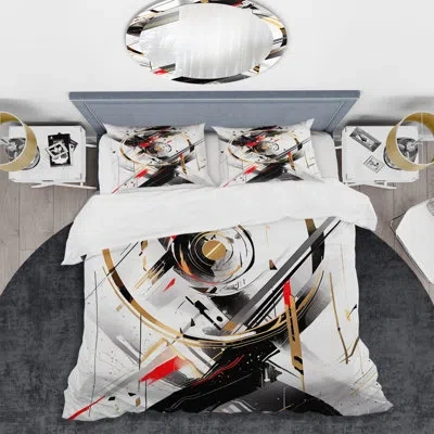 Design Art Black Red Multifaceted Whirls Microfiber / Polyester Duvet Cover Setmicrofiber / Polyester Duvet Cov In Black;red