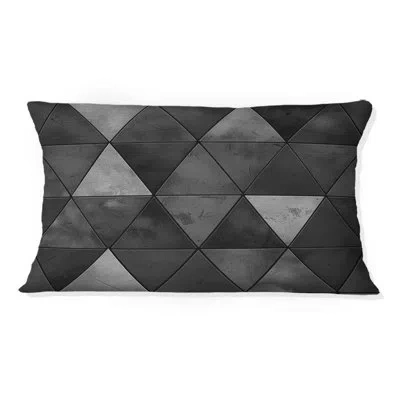 Design Art Black Triangle Ii - Midcentury Lumbar Pillow