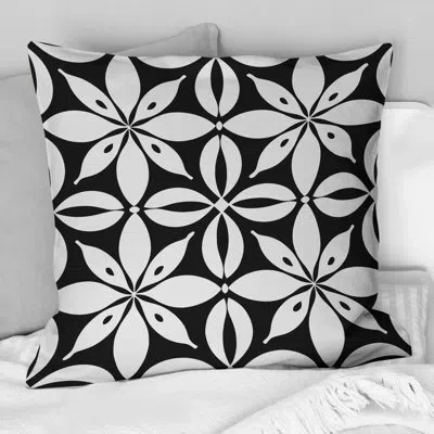 Design Art Black White Floral Garden Blooms Iv - Transitional Throw Pillow In Black;white
