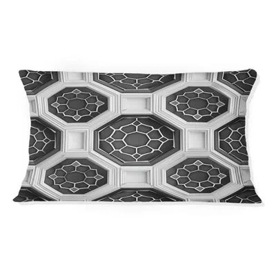 Design Art Black White Modern Hexagon Iii - Modern Lumbar Pillow In Black;white