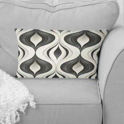 Design Art Black White Ogee - Modern Lumbar Pillow In Black;white