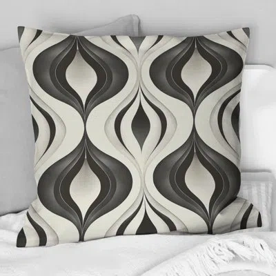 Design Art Black White Ogee - Modern Throw Pillow In Black;white