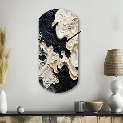 Design Art Black White Opt Art Rhythmic Pulses Ii - Cylinder Op Art Metal Wall Clock, Black Wall Clock Print In Black;white
