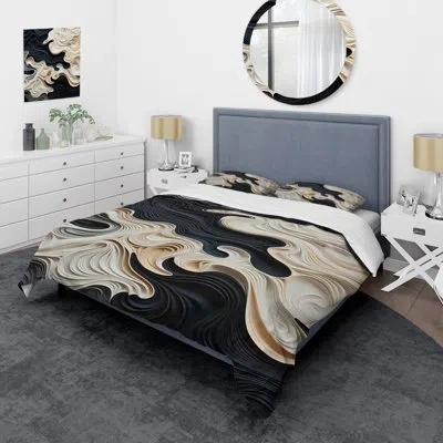 Design Art Black White Opt Art Rhythmic Pulses Ii - Op Art Duvet Cover Set - Microfiber Polyester In Black;white