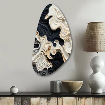 Design Art Black White Opt Art Rhythmic Pulses Ii - Op Art Fall Shape Asymmetric Metal Wall Art